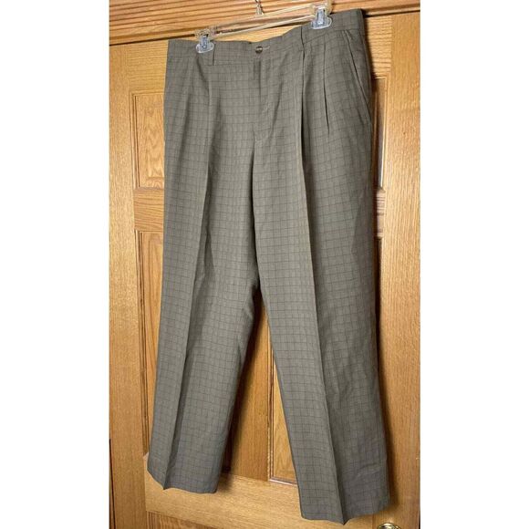 Izod Perform Function Brown Plaid Gol Pants Men's‎ 34x30 - Picture 1 of 4
